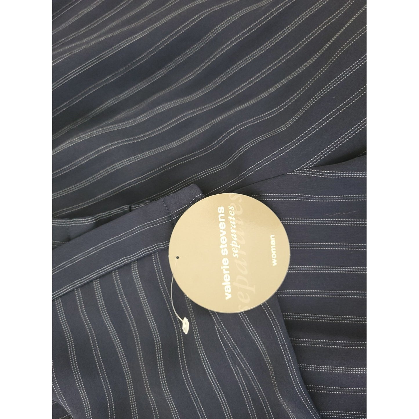 Valerie Stevens Womens Pants 16W Plus Dress Blue Slimming Stripe Comfort Waist