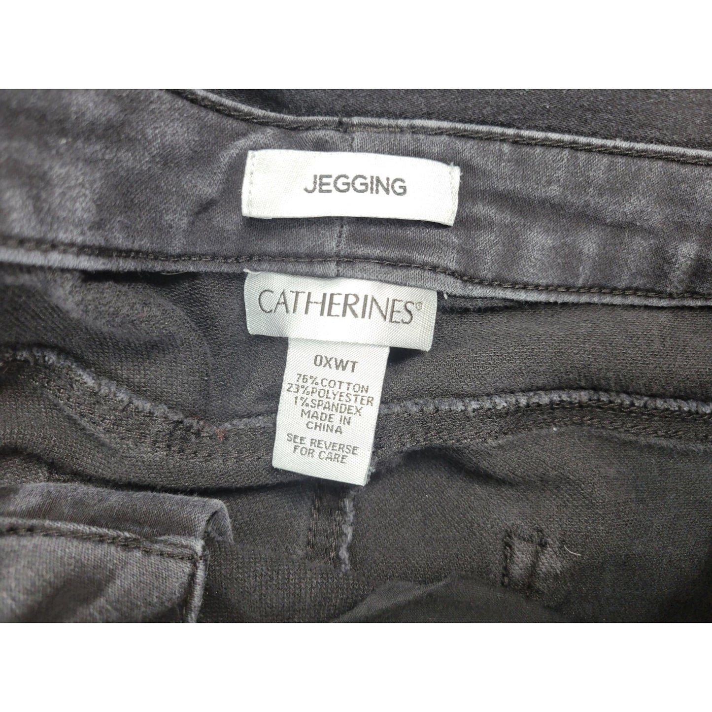 Catherines Women Jeans 0XWT Plus Skinny Jegging Black Denim Zip Fly Cotton Blend