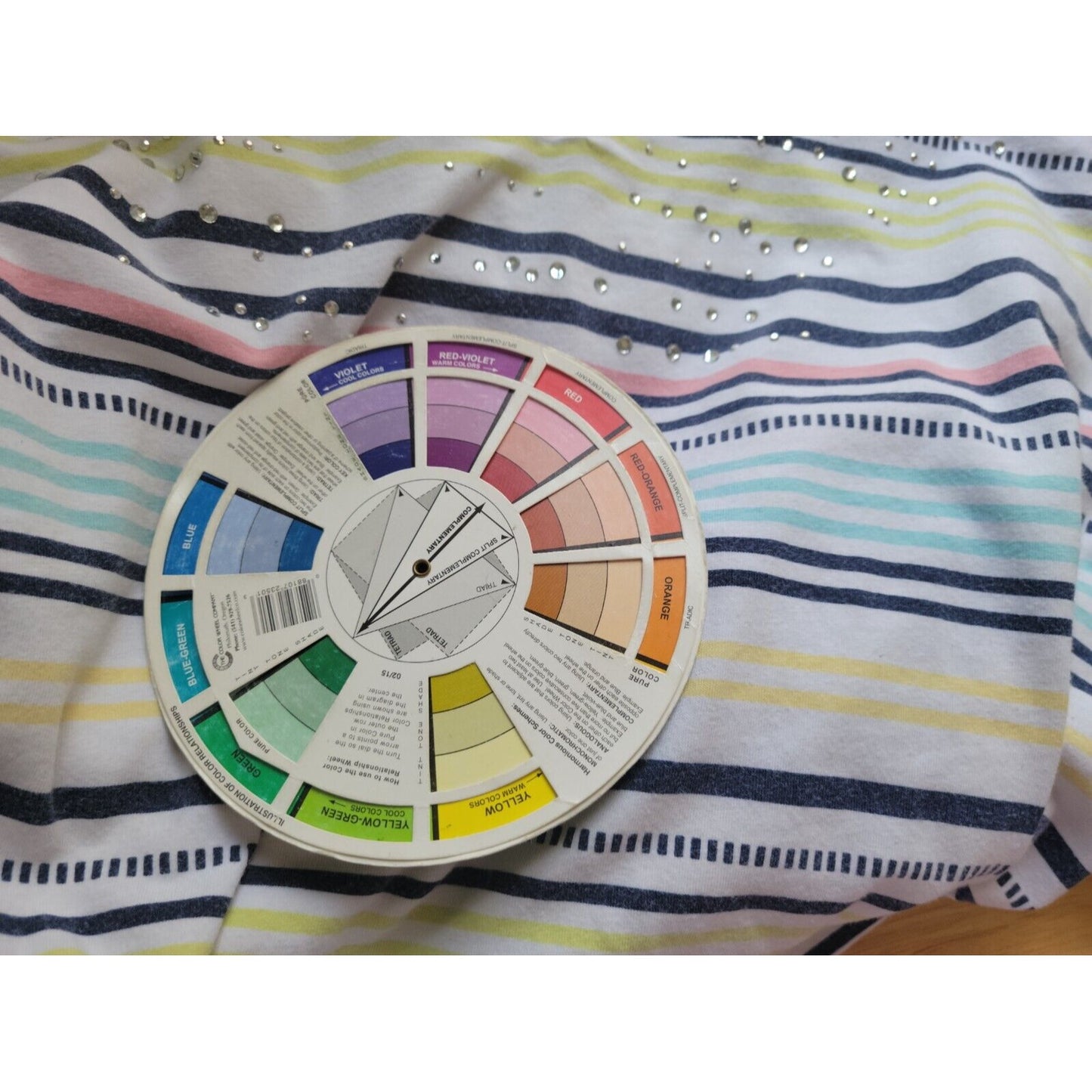 Coral Bay Womens Top 1X Plus Tee Lightweight Blue Stripe Rhinestone Comfy Casual