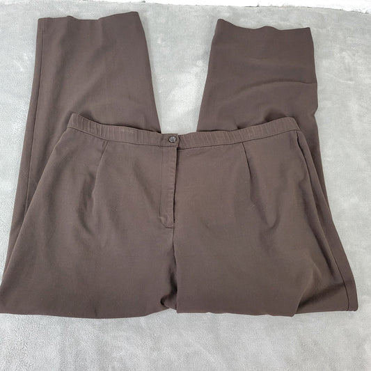 Dress Barn Womens Pants 20 Plus Straight Leg Career Brown Poly Blend Zip Fly