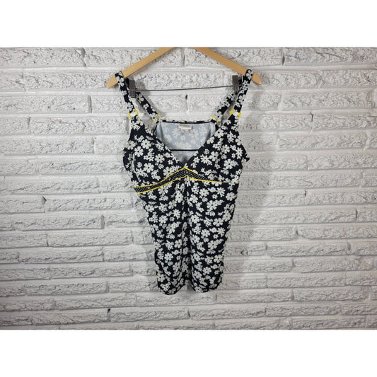 Motherhood Maternity Womens Swim Top Extra Large Spaghetti Black Floral Bra