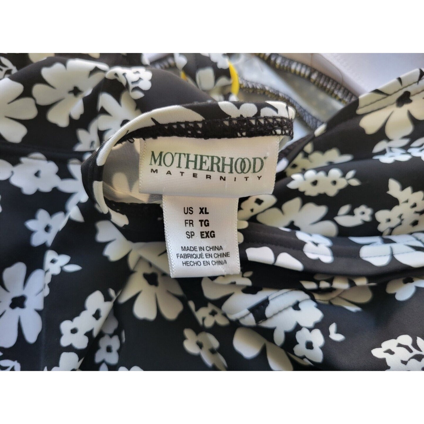 Motherhood Maternity Womens Swim Top Extra Large Spaghetti Black Floral Bra