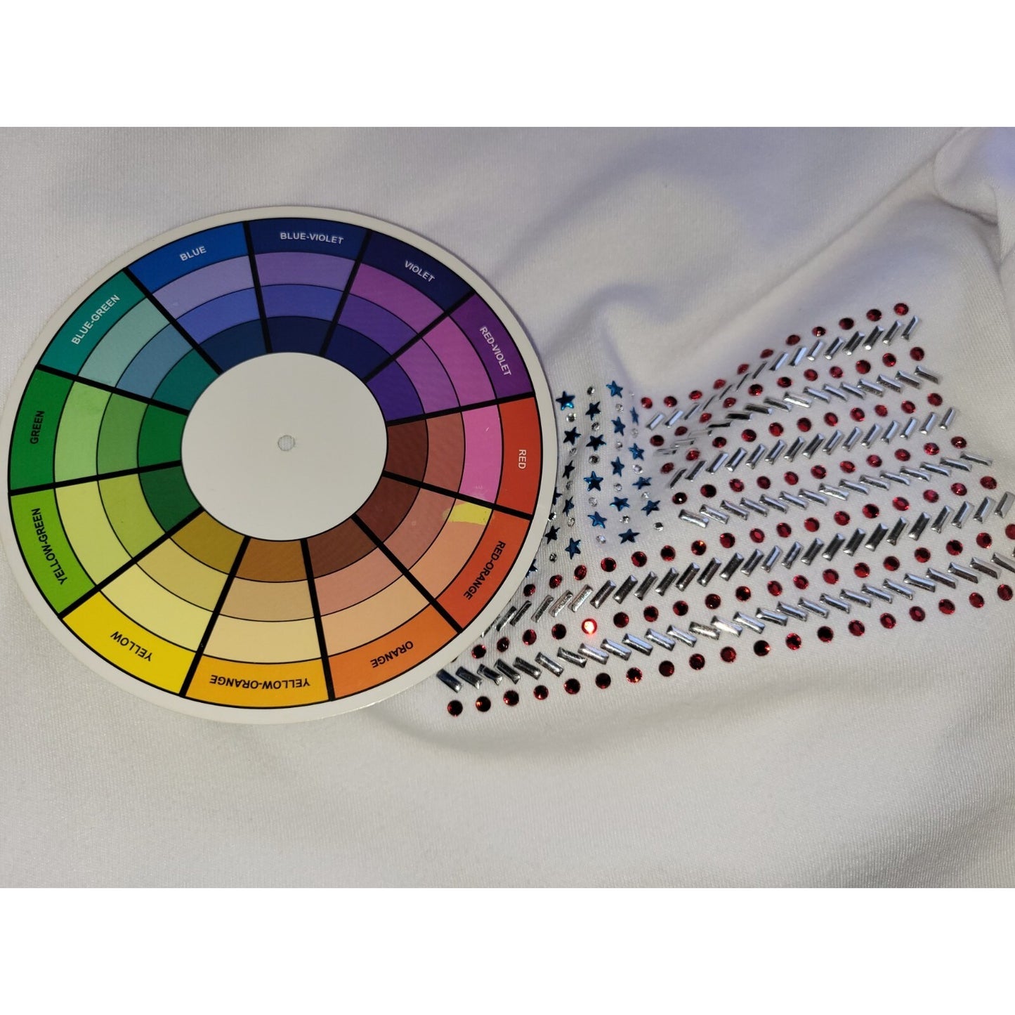 Fourth of July Coral Bay Women Top 1X Plus Tee Patriotic Casual Rhinestones Flag