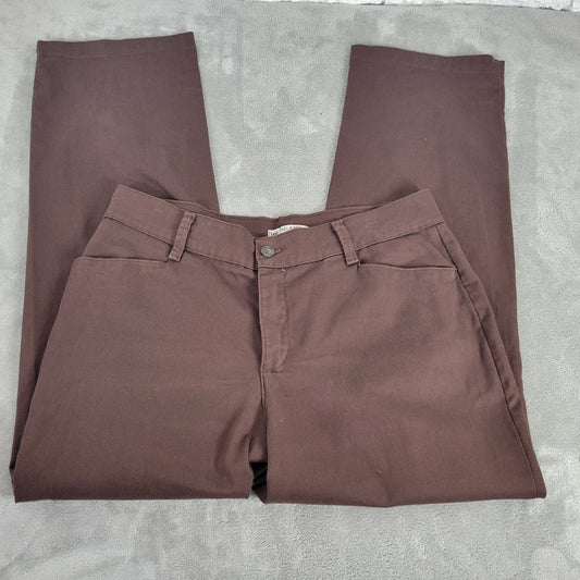 Lee Womens Pants 16S Petite 16P Relaxed Fit at Waist Brown Straight Leg Zip Fly