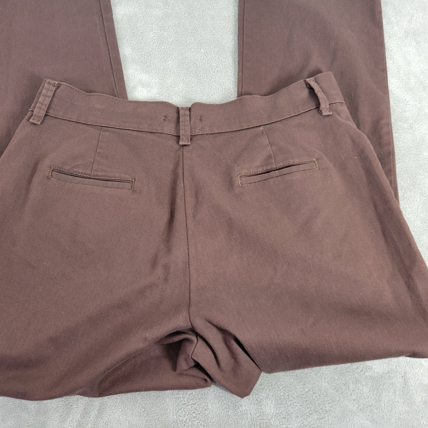 Lee Womens Pants 16S Petite 16P Relaxed Fit at Waist Brown Straight Leg Zip Fly