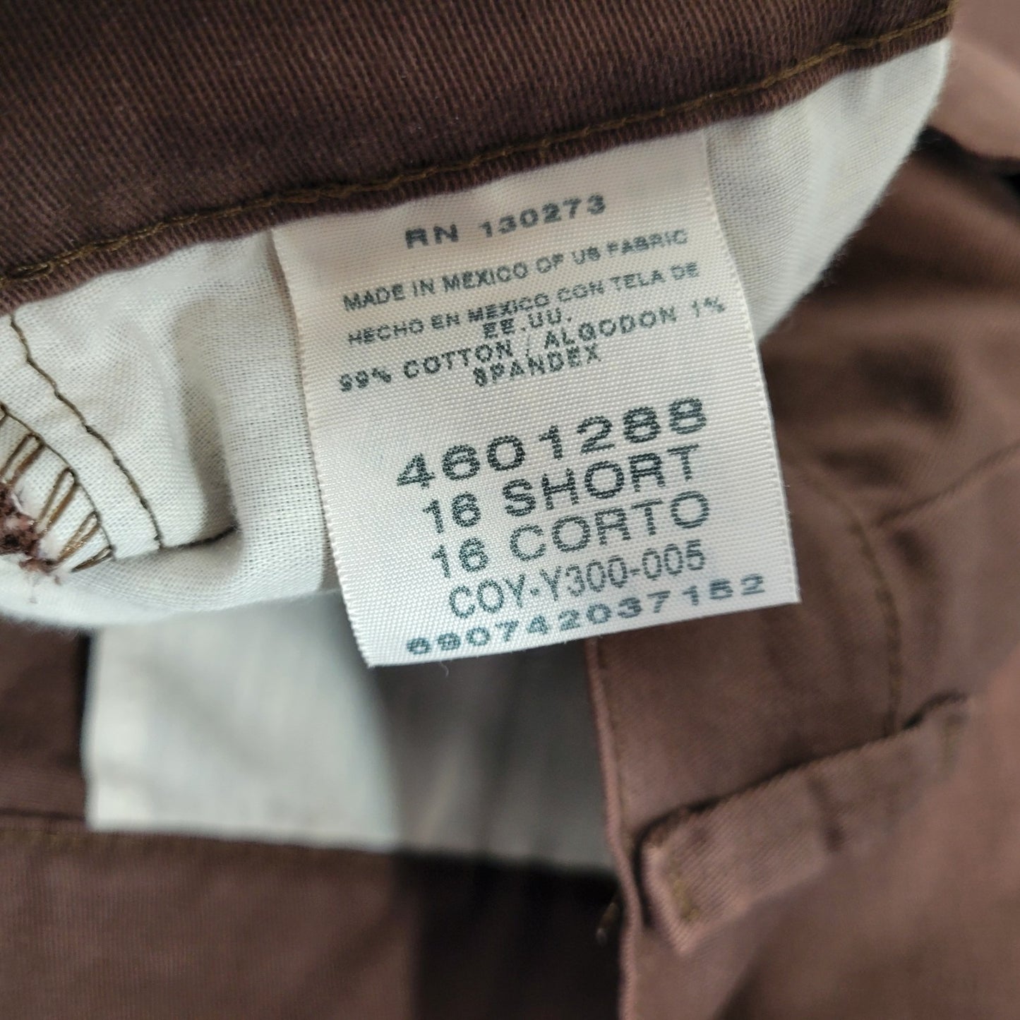 Lee Womens Pants 16S Petite 16P Relaxed Fit at Waist Brown Straight Leg Zip Fly