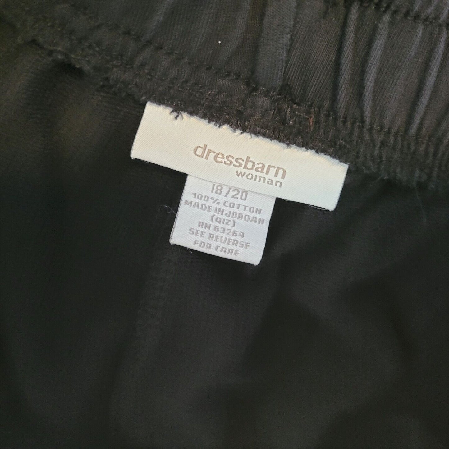 Dress Barn Womens Pants 18 20 Plus Capri Pull On Cotton Black Drawstring Jogger