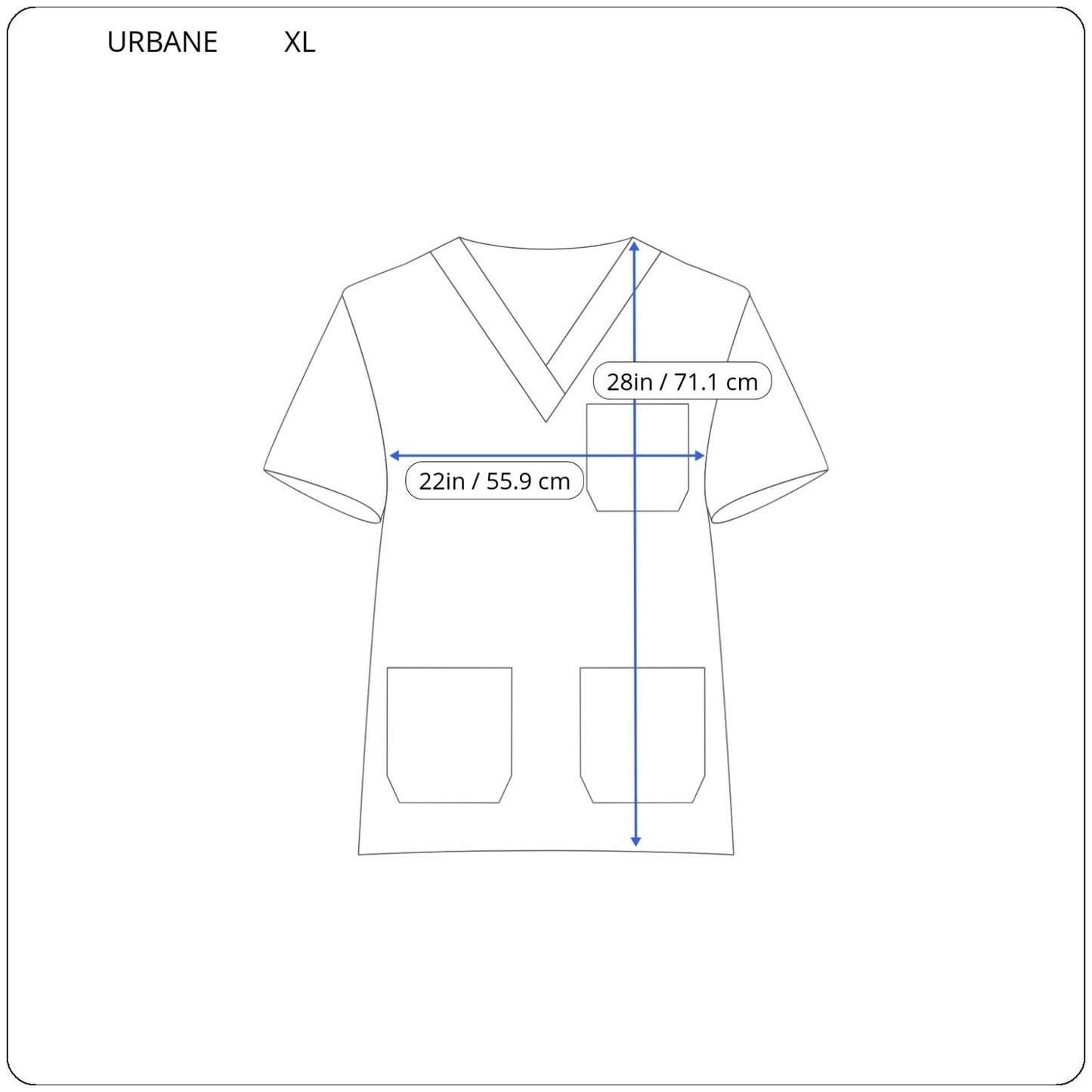Urbane Unisex Scrub Top Extra Large XL Black White Watercolor Cotton Lightweight