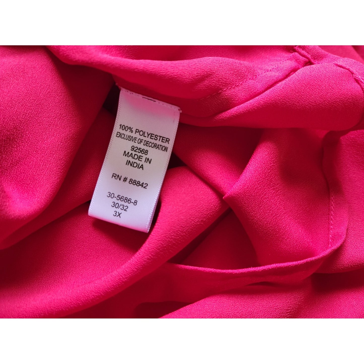 Woman Within Women Blouse 3X Plus Collar Button Up Red Beaded Sheer Career Party