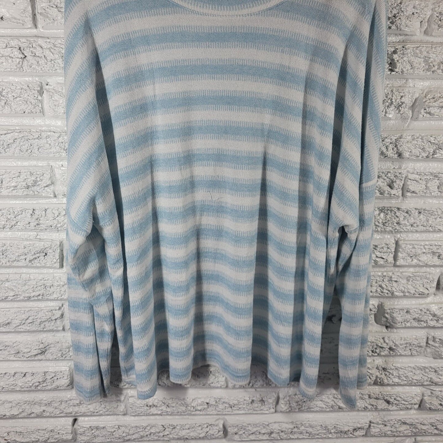 Time Tru Womens Sweater XXXL 22 Plus Long Sleeve Blue Stripe Comfy Lightweight
