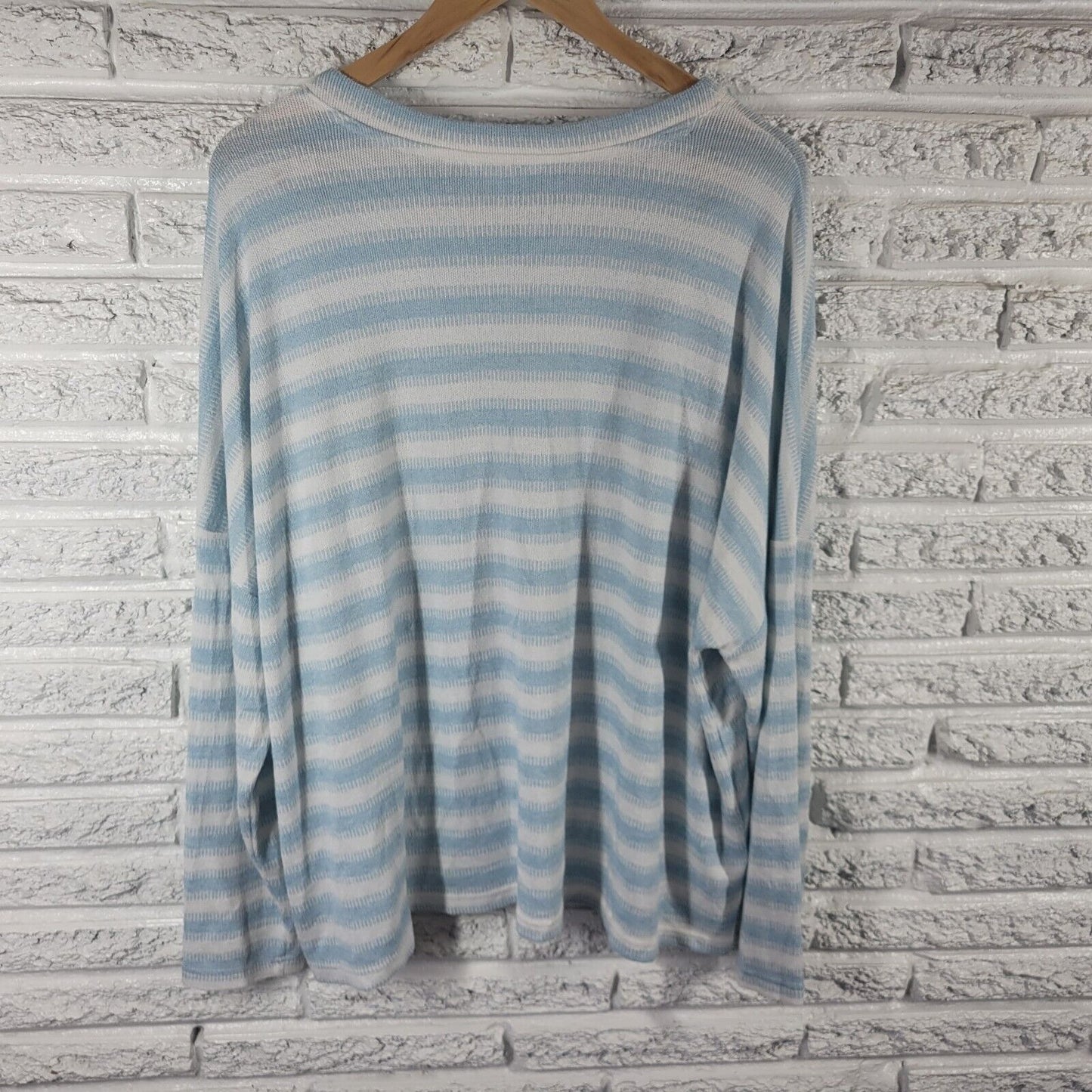 Time Tru Womens Sweater XXXL 22 Plus Long Sleeve Blue Stripe Comfy Lightweight