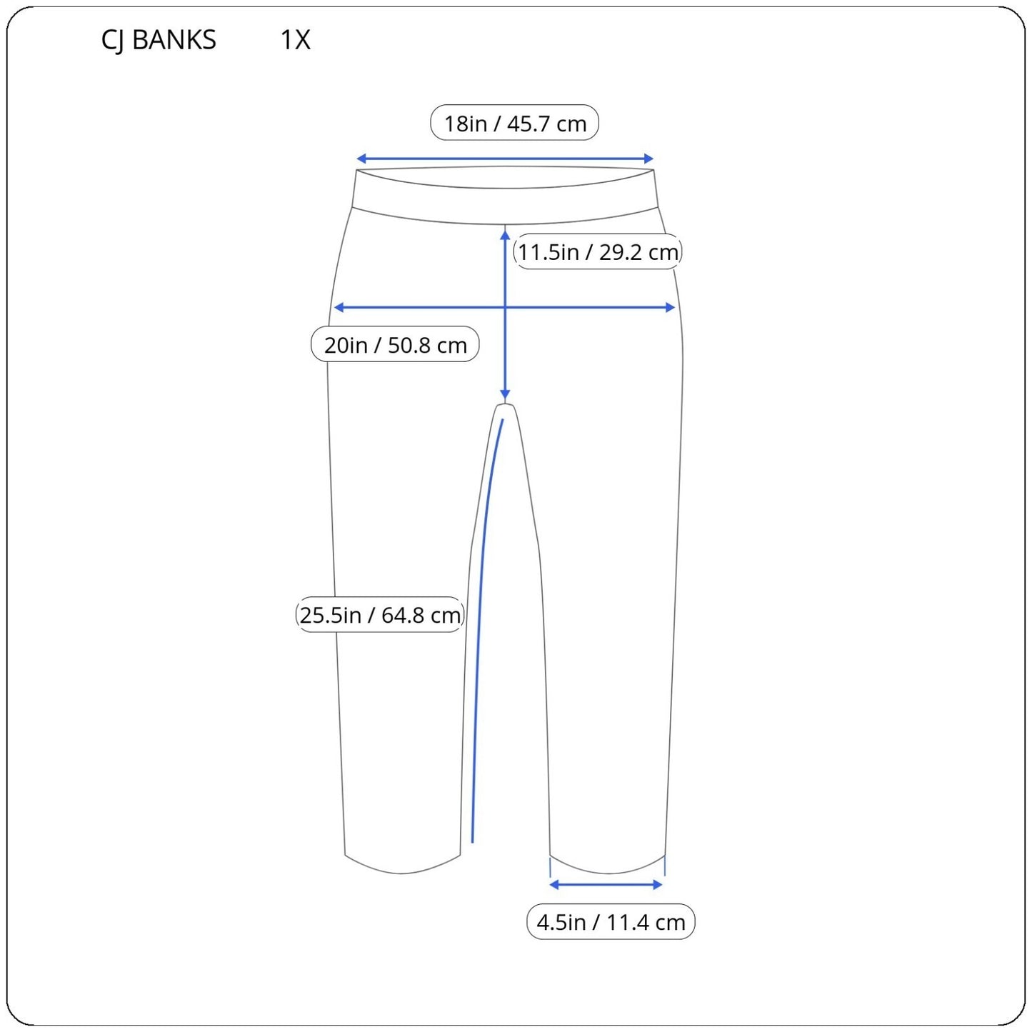 CJ Banks Women Pants 1X Plus Capri Pull On Blue Comfy Signature Slimming Tapered