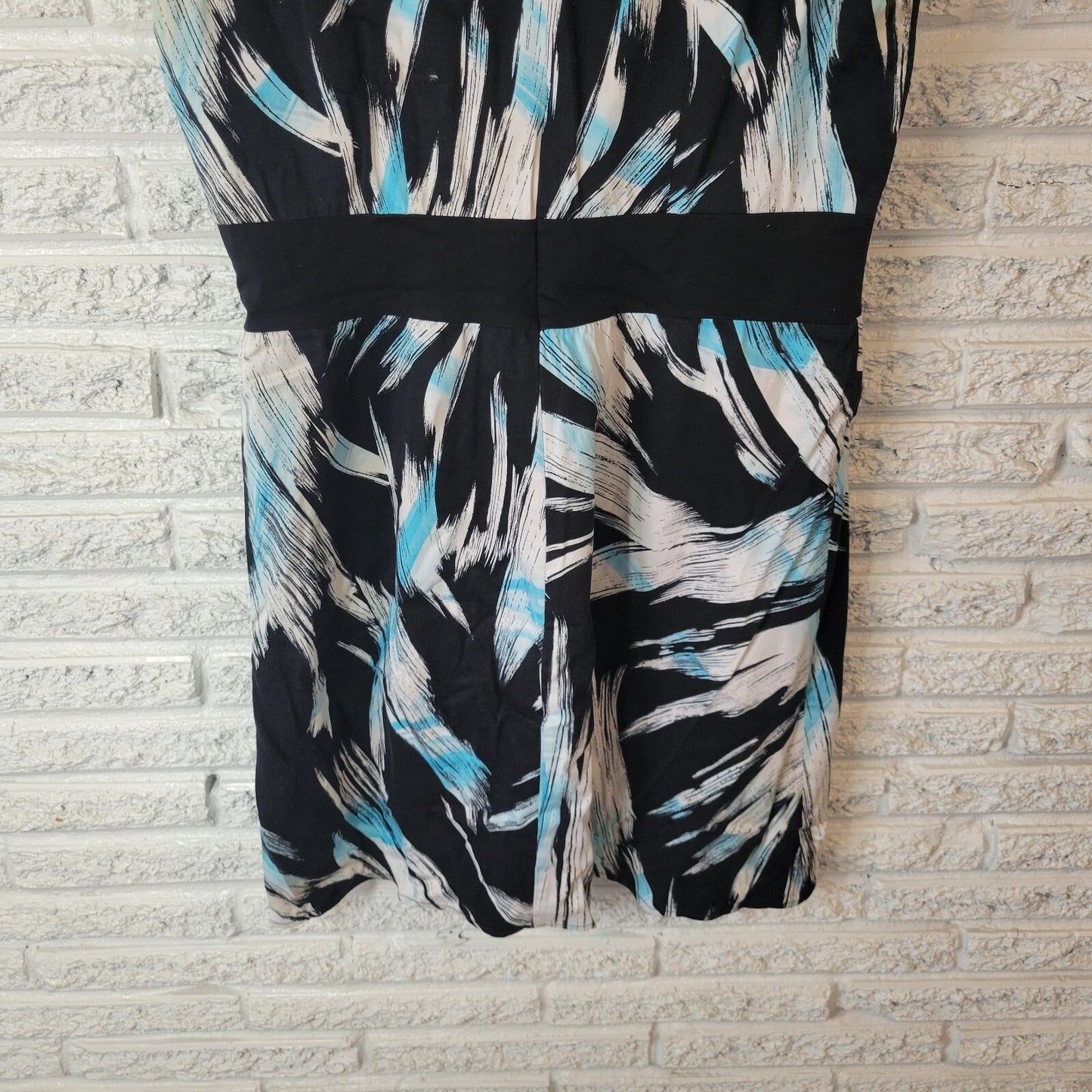 Olivia Matthews Women Dress 16 Mini Sheath Sleeveless Blue Watercolor Zip Office