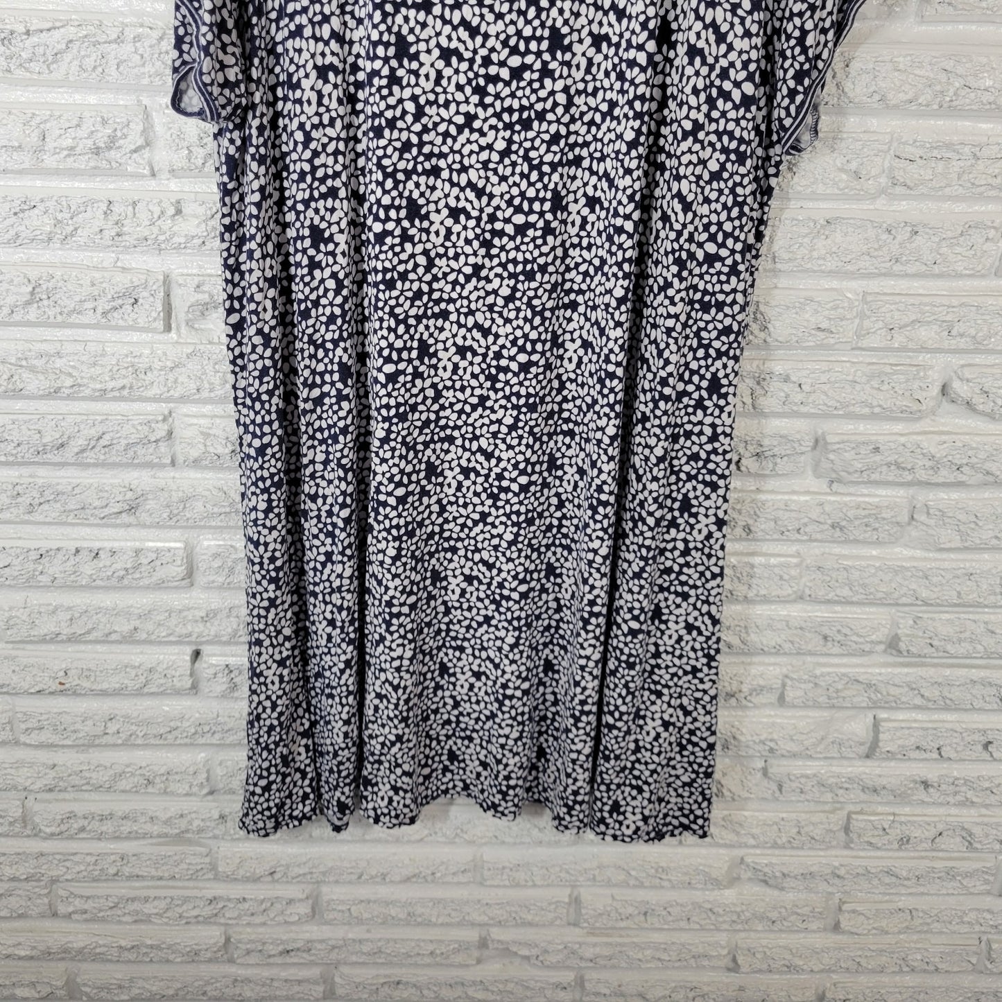 Max Studio Womens Dress 3X Plus Mini Short Sleeve Blue Floral Rayon Spandex