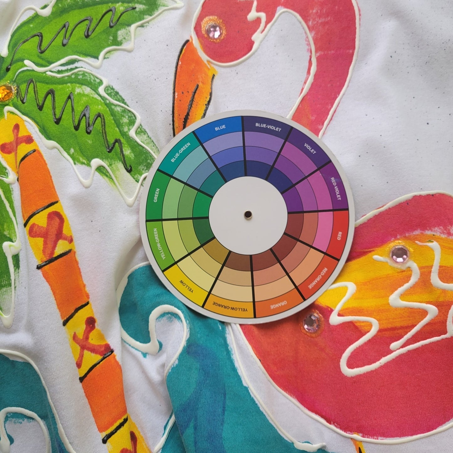 Pacific Connections Womens One Size White Flamingo Rhinestone Swim Cover Up Top