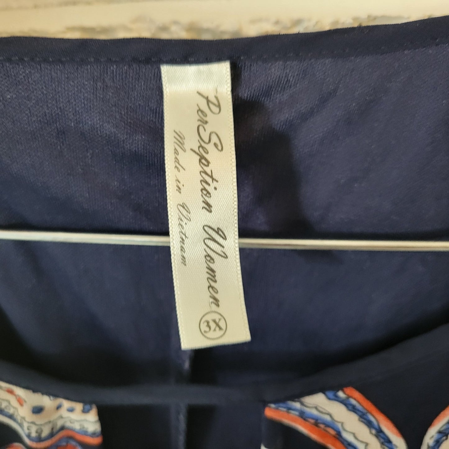 Perseption Womens Dress 3X Plus Mini Slip Blue Red Paisley Lightweight Keyhole