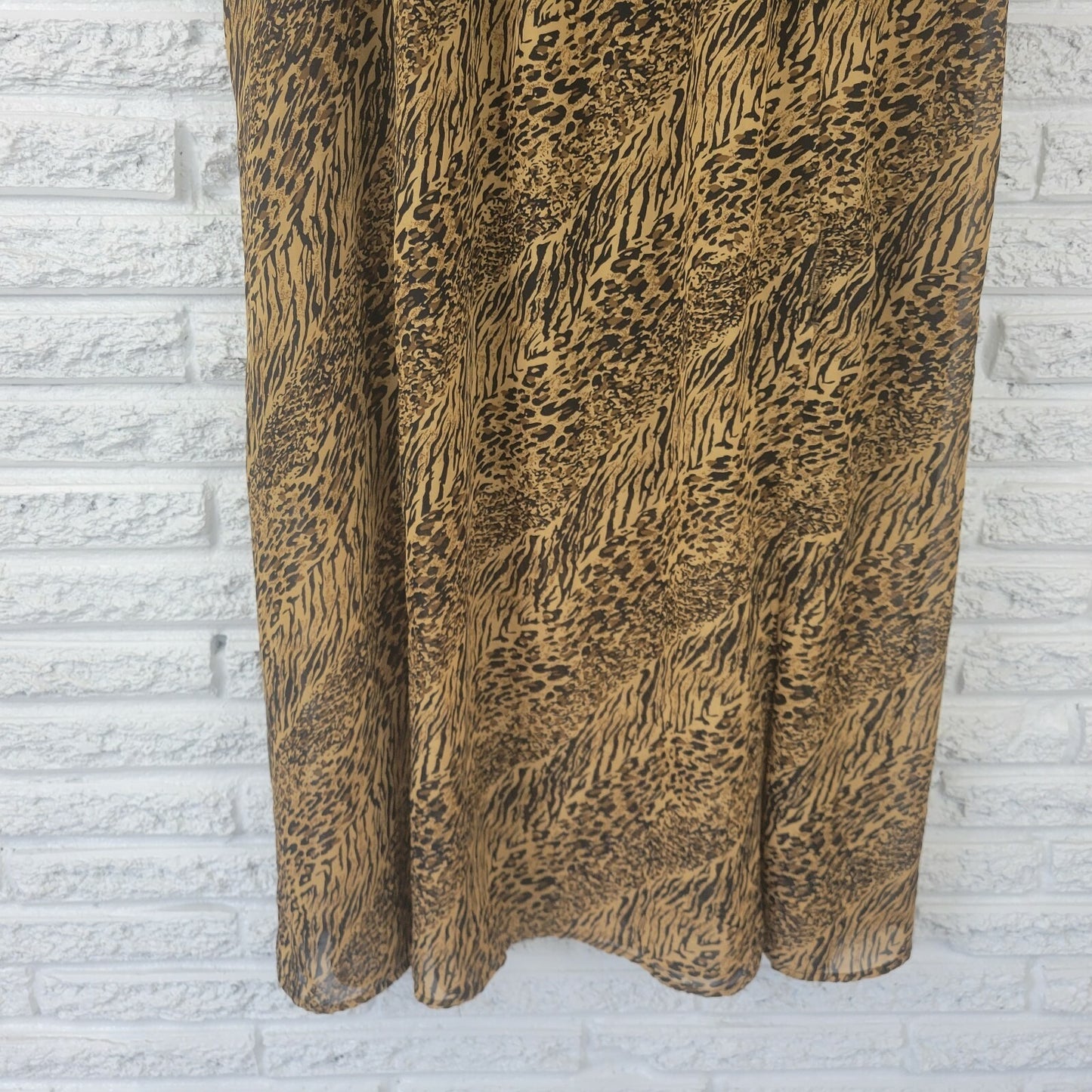 Robert Louis Womens Skirt 3X Plus Sheer Long Lined Halfway Brown Animal Print