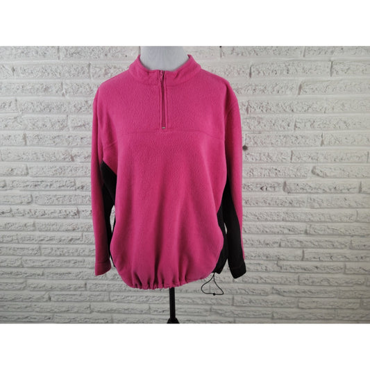 Bobbie Brooks Womens Jacket 2X Plus 1/4 Zip Fleece Pink Pockets Polyester Casual