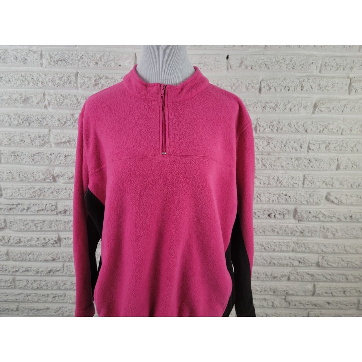 Bobbie Brooks Womens Jacket 2X Plus 1/4 Zip Fleece Pink Pockets Polyester Casual