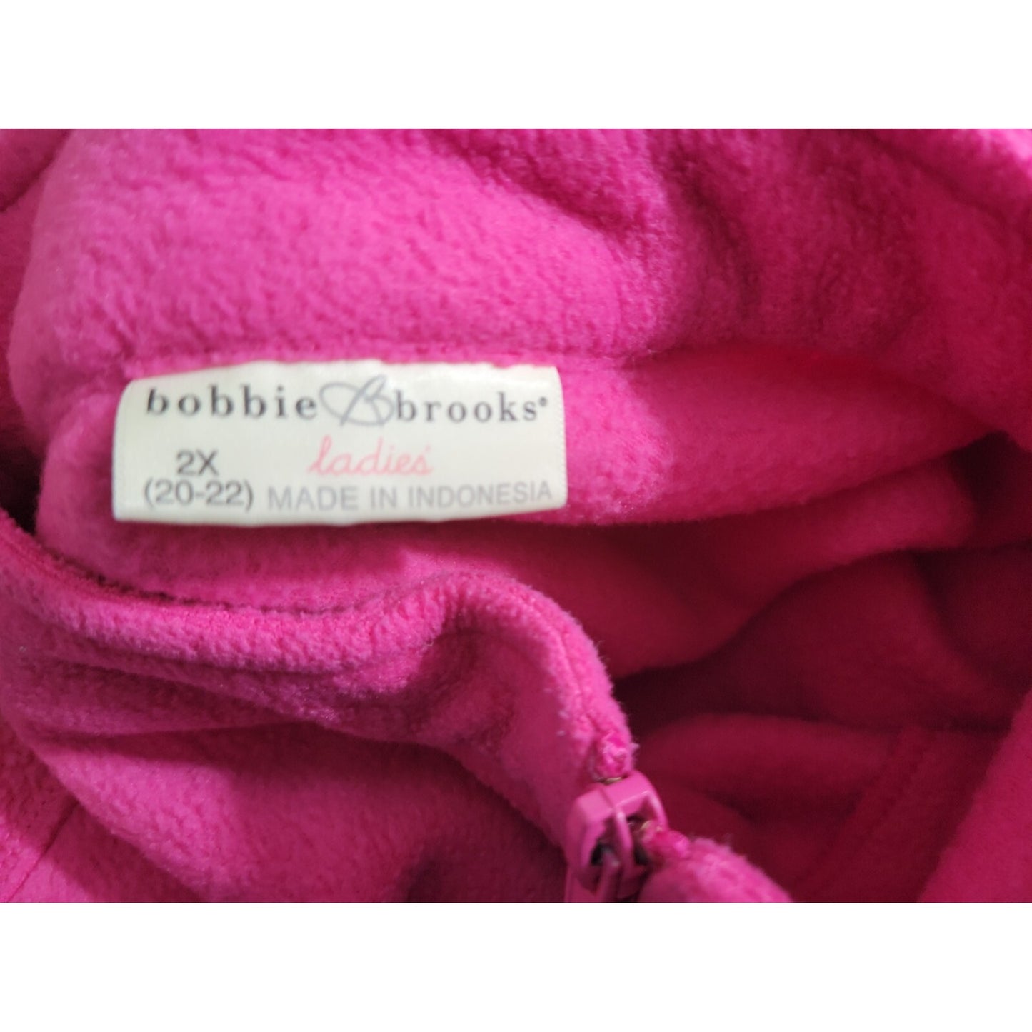 Bobbie Brooks Womens Jacket 2X Plus 1/4 Zip Fleece Pink Pockets Polyester Casual