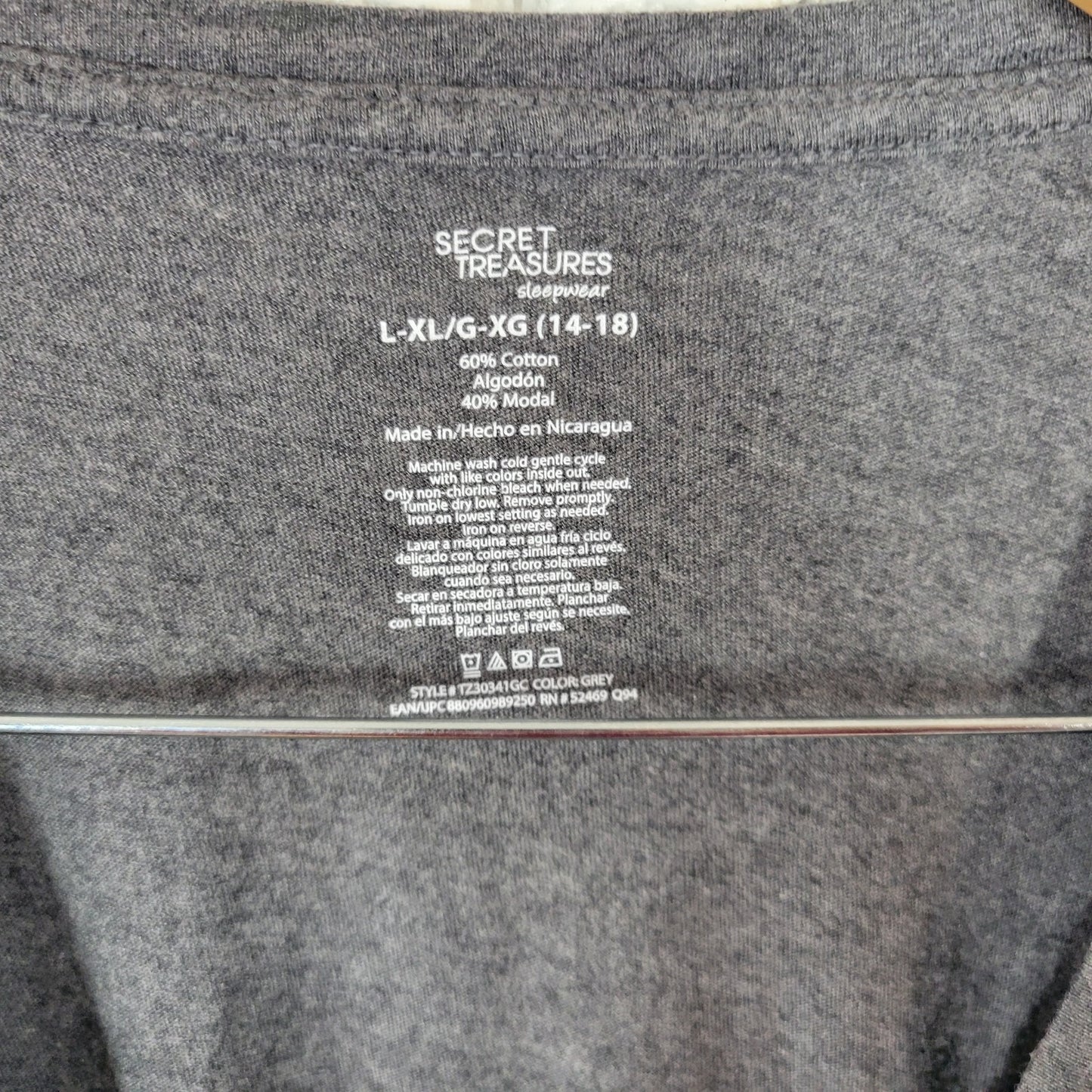 Secret Treasures Womens Pajama Top L XL Gown Wake Me When Its Friday Gray Lounge