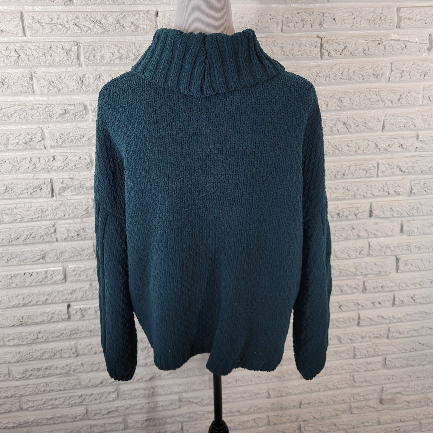 Seven 7 Womens Sweater Extra Large Turtleneck Green Cable Knit Casual Polyester