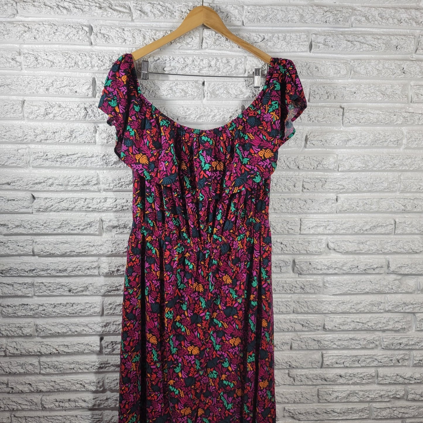 Ava Viv Women Jumpsuit 4X Plus On Off Shoulder Sash Ruffle Pink Floral Pockets