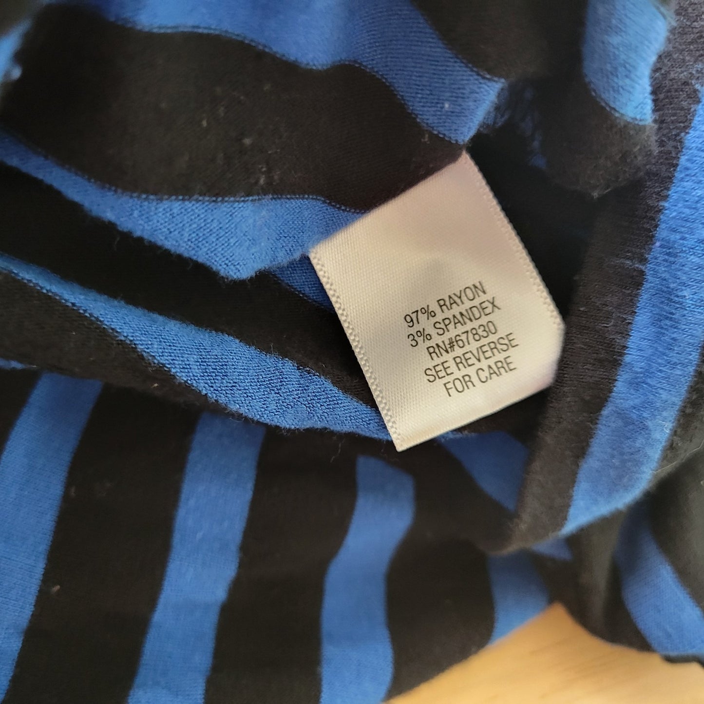 Croft Barrow Womens Top 1X Plus Tunic 3/4 Sleeve Blue Stripe Comfy Rayon Blend