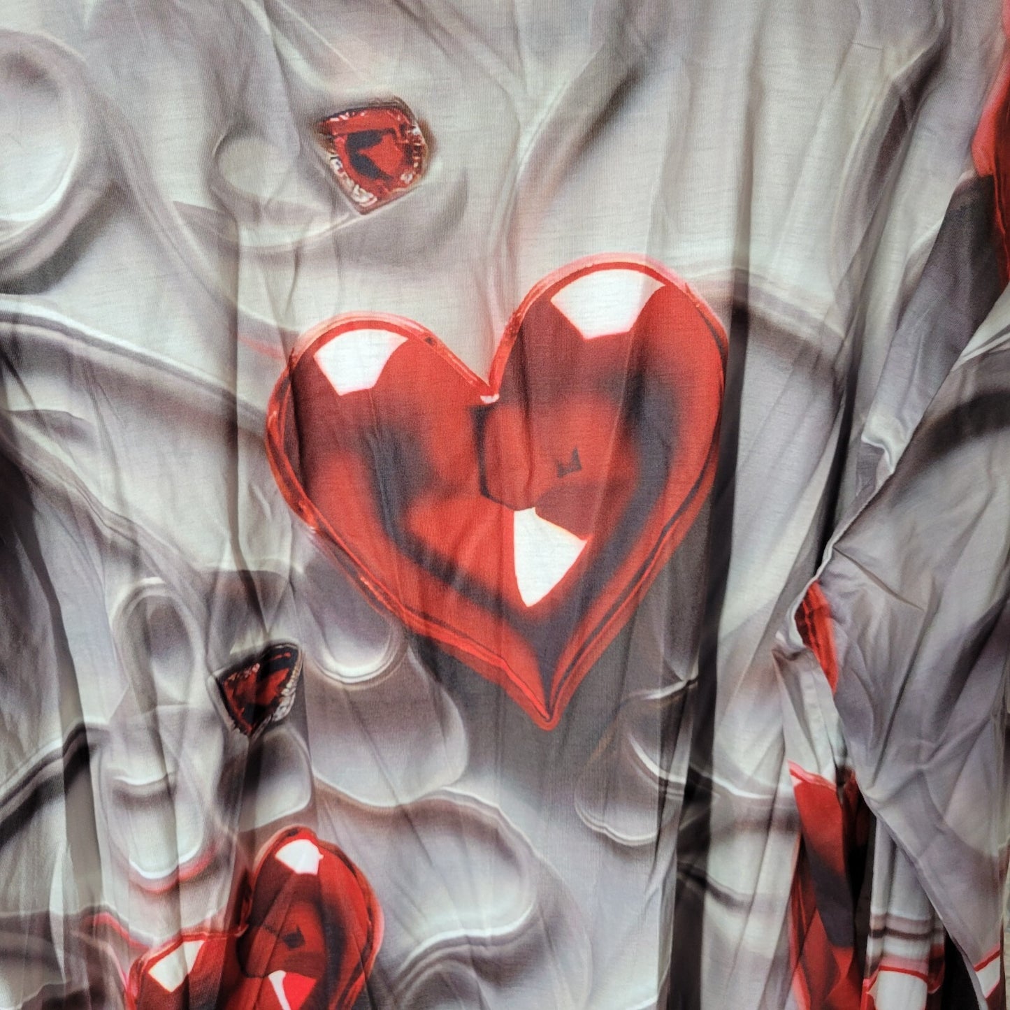 Valentines Day Womens Top 3XL Plus Tunic Lavender Red Hearts Casual Poly Blend