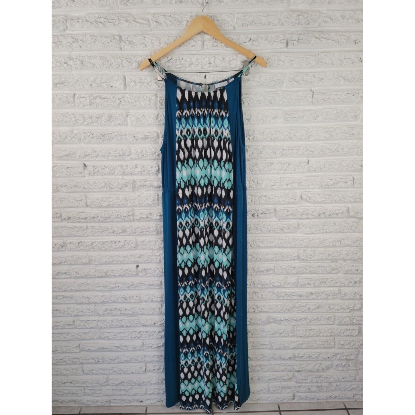 New York Co Womens Dress Extra Large Slip Maxi Halter Spaghetti Keyhole Blue