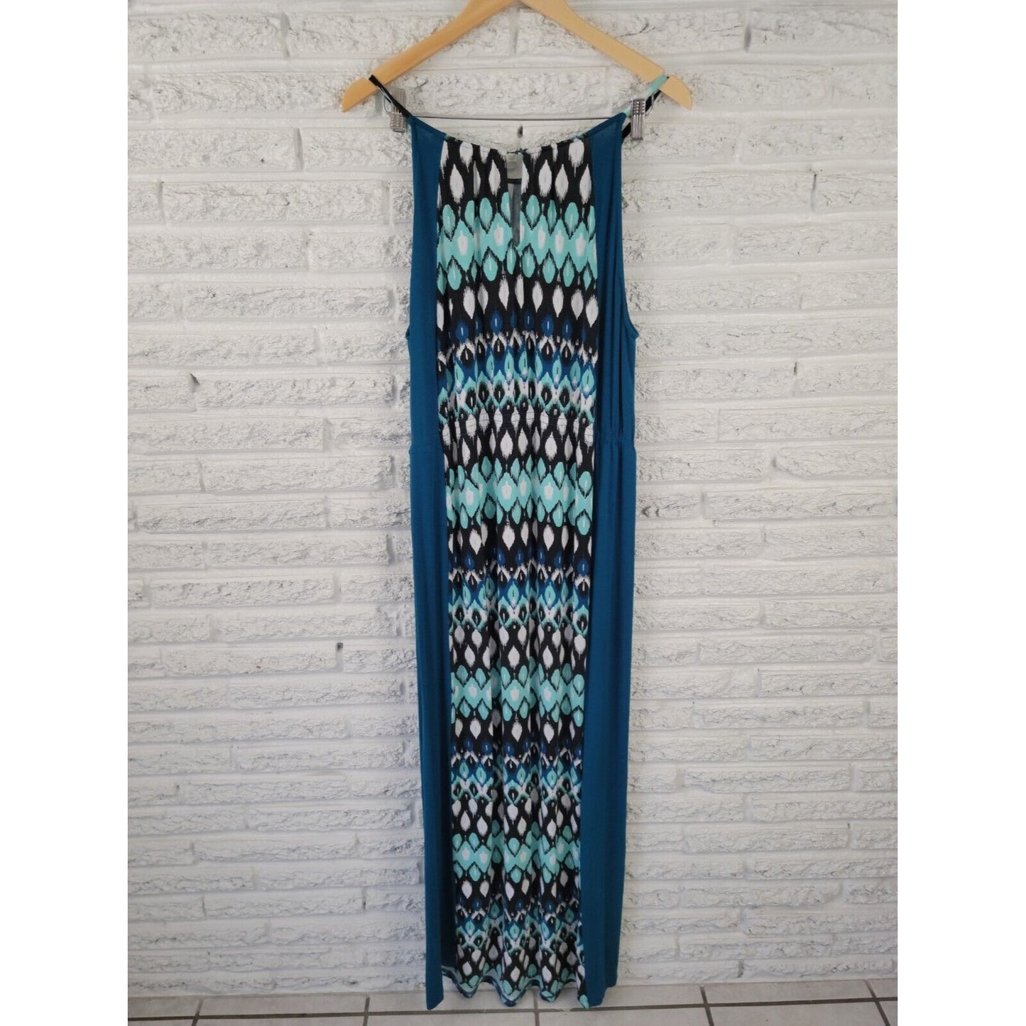 New York Co Womens Dress Extra Large Slip Maxi Halter Spaghetti Keyhole Blue