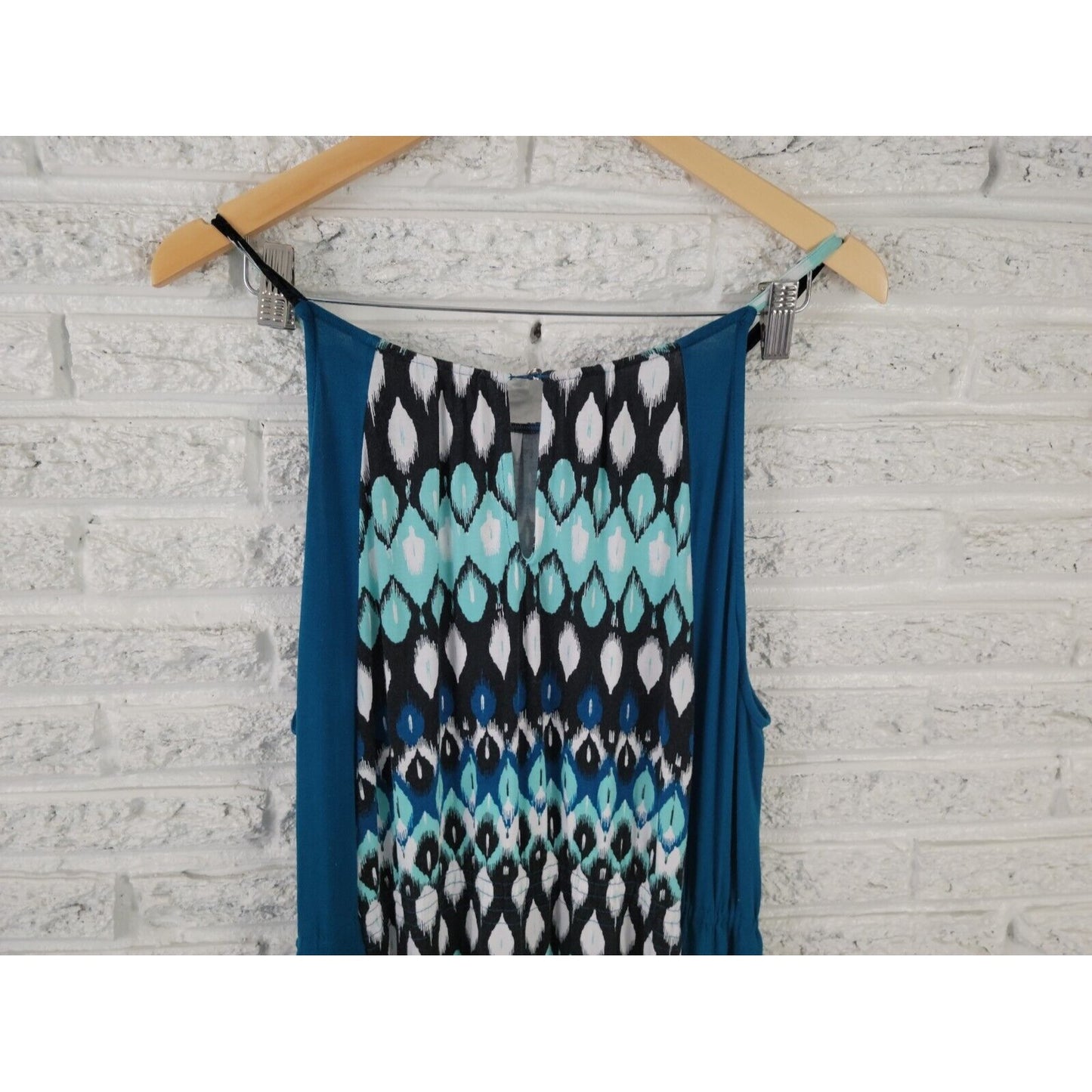 New York Co Womens Dress Extra Large Slip Maxi Halter Spaghetti Keyhole Blue