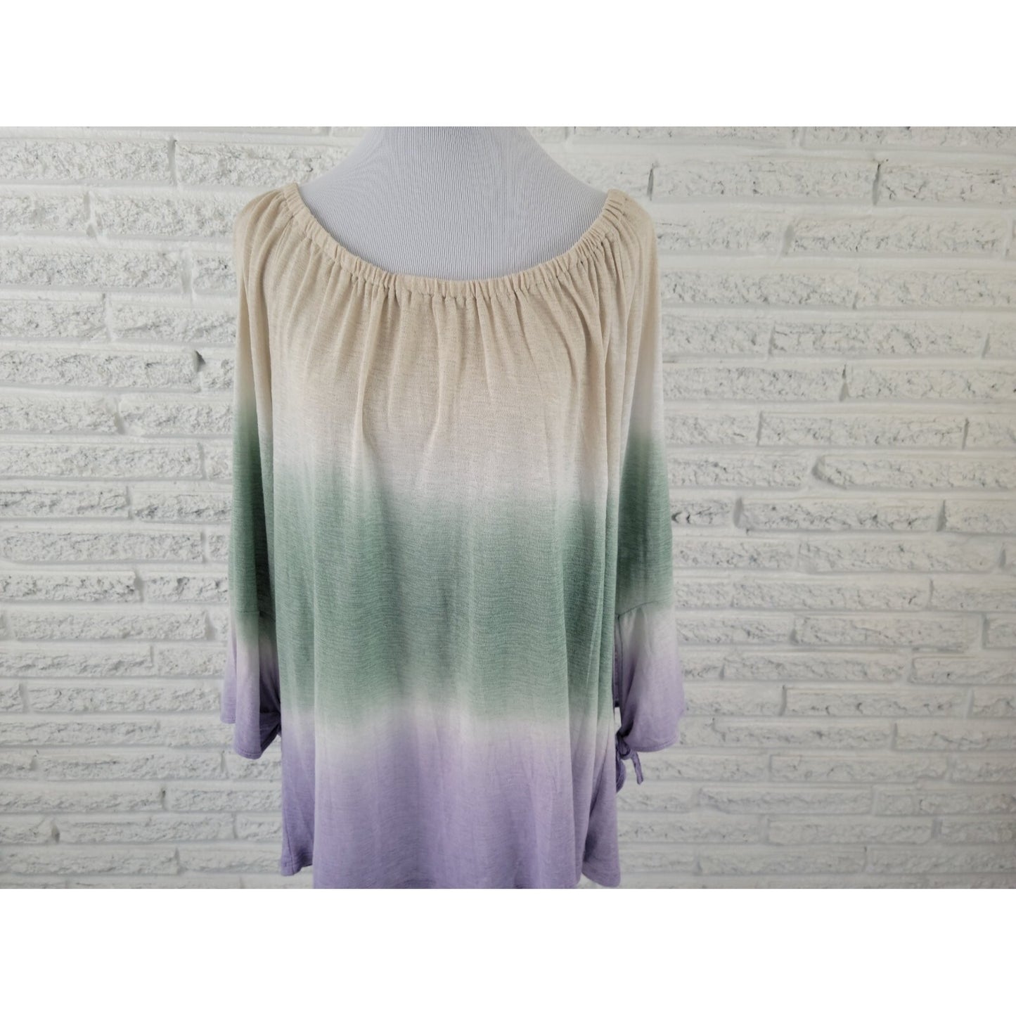 Seven 7 Womens Top Extra Large On Off Shoulder Ombre Tied 3/4 Sleeve Casual