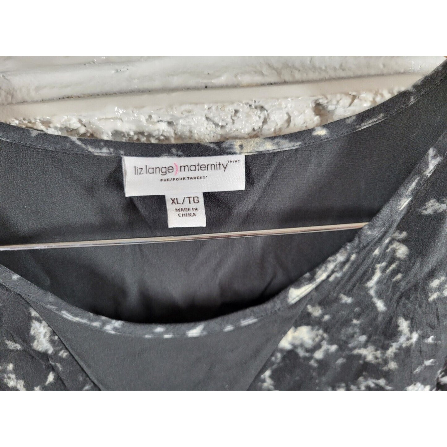 Liz Lange Maternity Womens Dress XL Shift Sleeveless Black Tie Dye Asymmetric