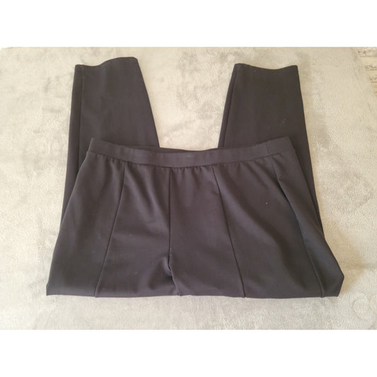 Worthington Women Pants 1X Plus Tapered Comfort Pull On Black Poly Blend Casual