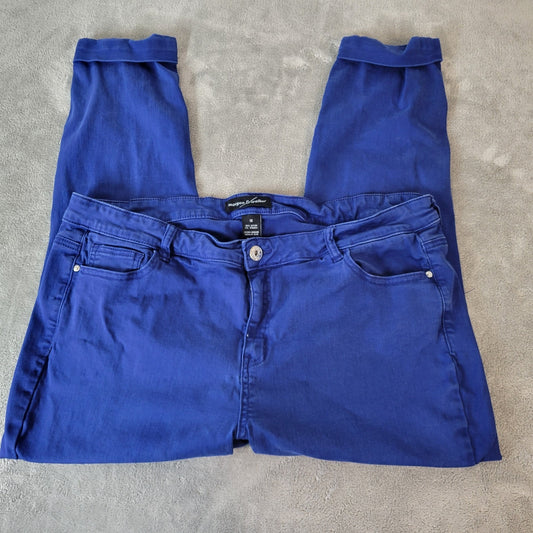 Morgan Walker Womens Jeans 18 Plus Capri Bright Blue Denim Zip Fly Cuffs Comfy