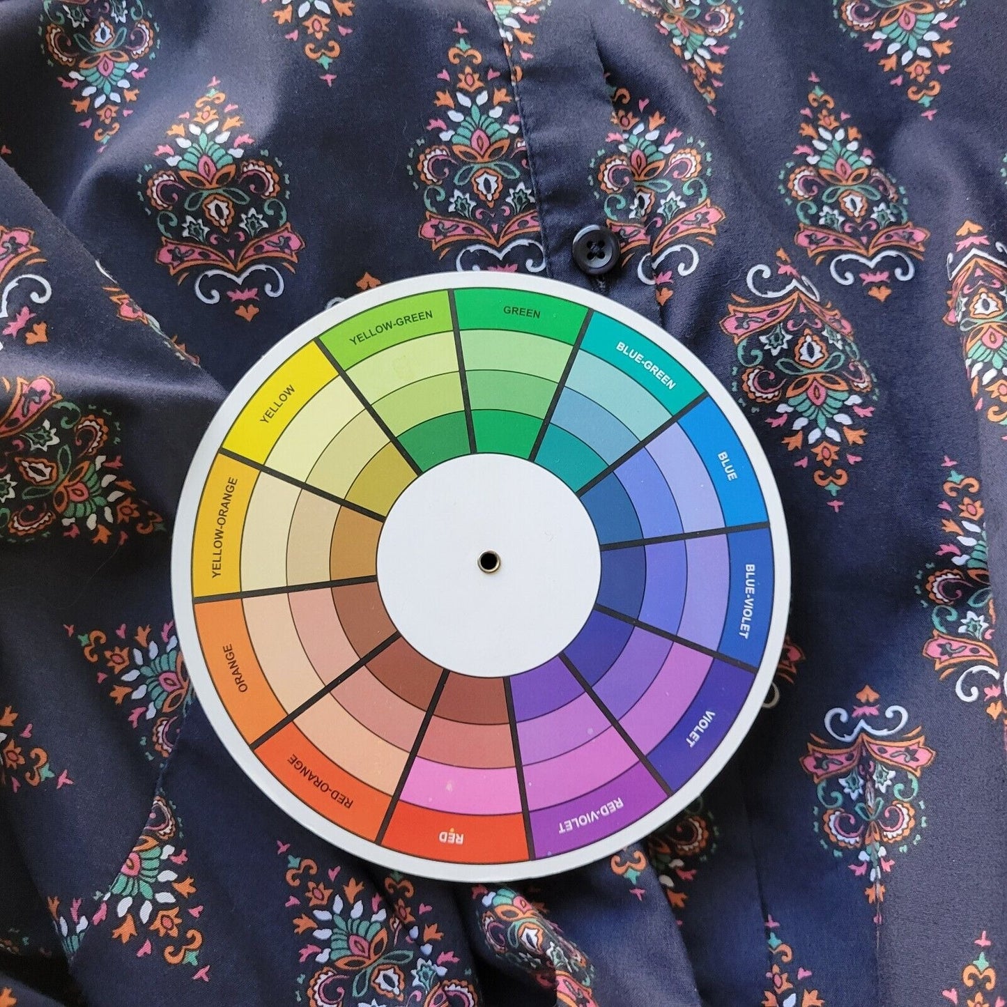 Roamans Womens Top 24W Plus 3/4 Sleeve Patterned Blue Cotton Blend Lightweight