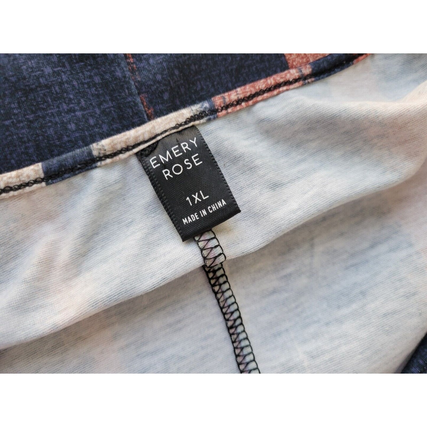 Emery Rose Women Top 1XL Plus Tee Cap Sleeve Earth Tones Brown Stripe Poly Blend