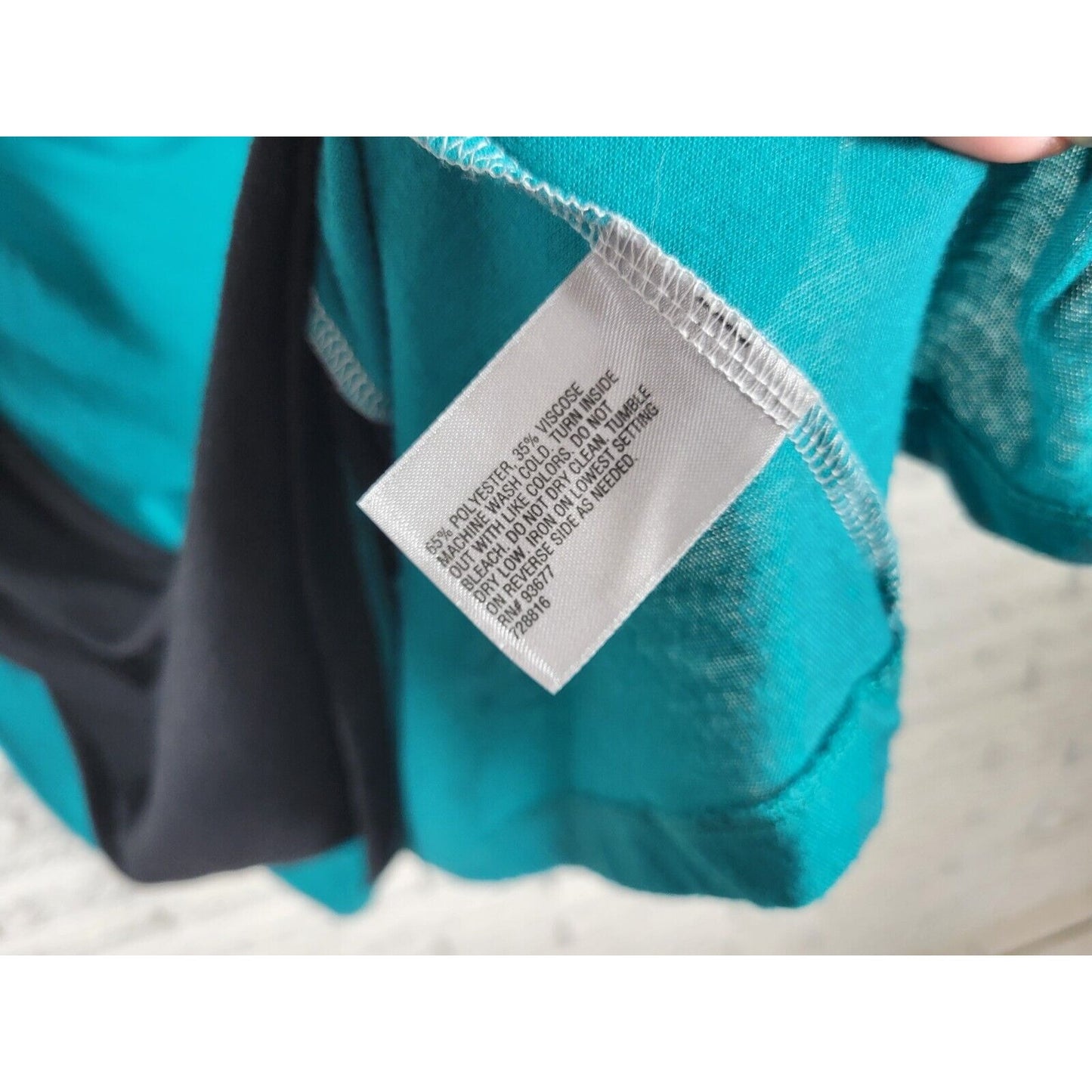 Worthington Womens Top 3X Sleeveless Blue Color Block Drape Neck Poly Blend