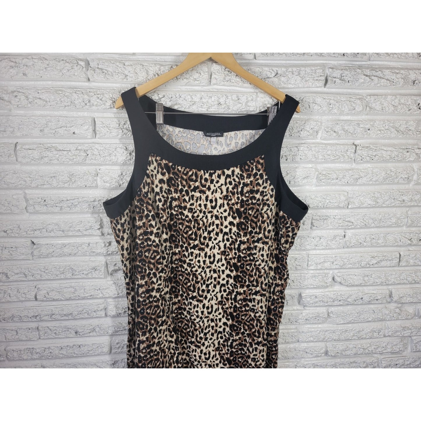 Notations Womens Dress 24 Plus Mini Sleeveless Wide Strap Brown Animal Print