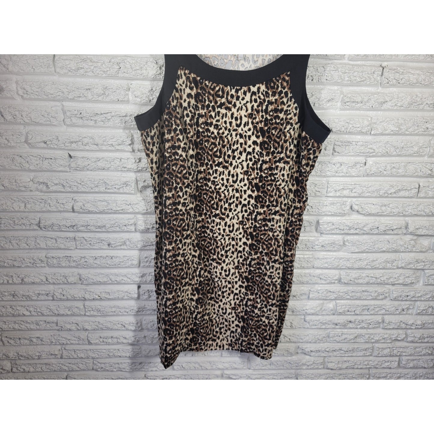 Notations Womens Dress 24 Plus Mini Sleeveless Wide Strap Brown Animal Print