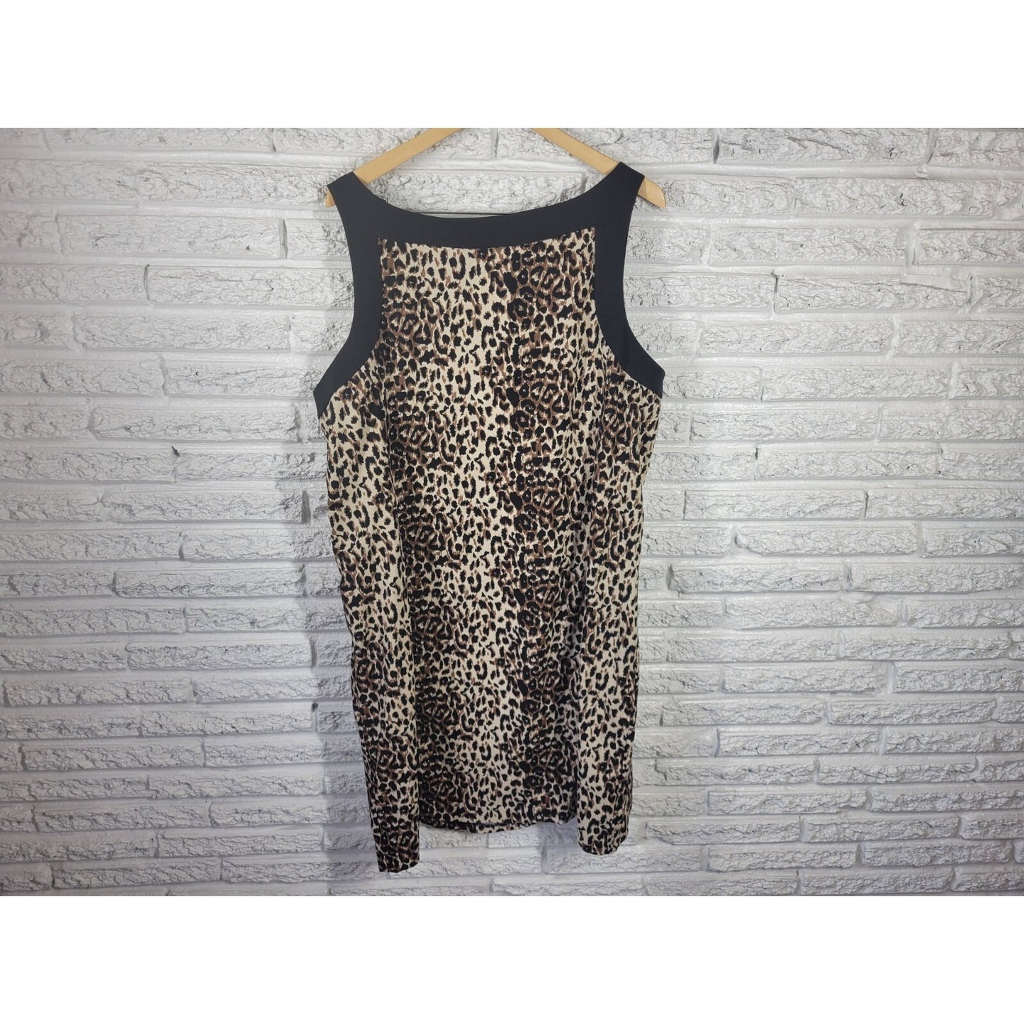 Notations Womens Dress 24 Plus Mini Sleeveless Wide Strap Brown Animal Print