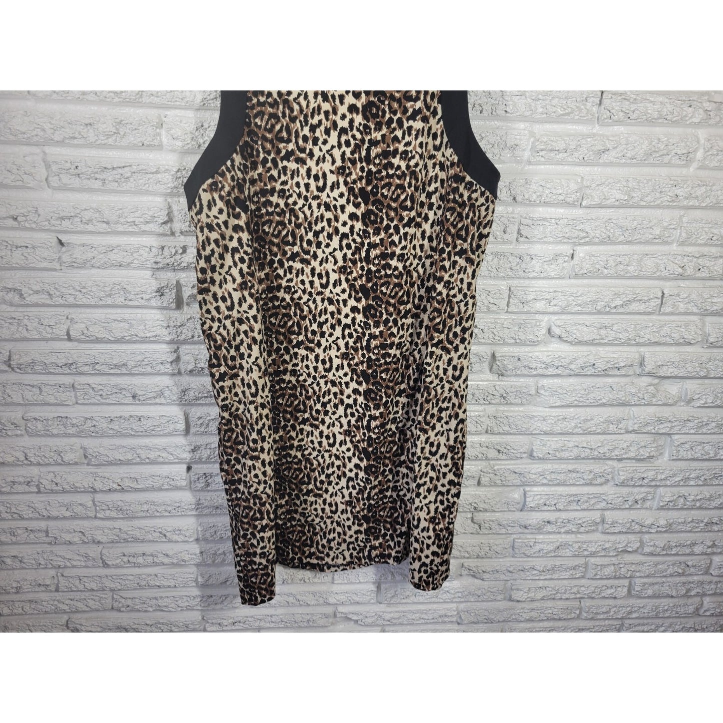 Notations Womens Dress 24 Plus Mini Sleeveless Wide Strap Brown Animal Print