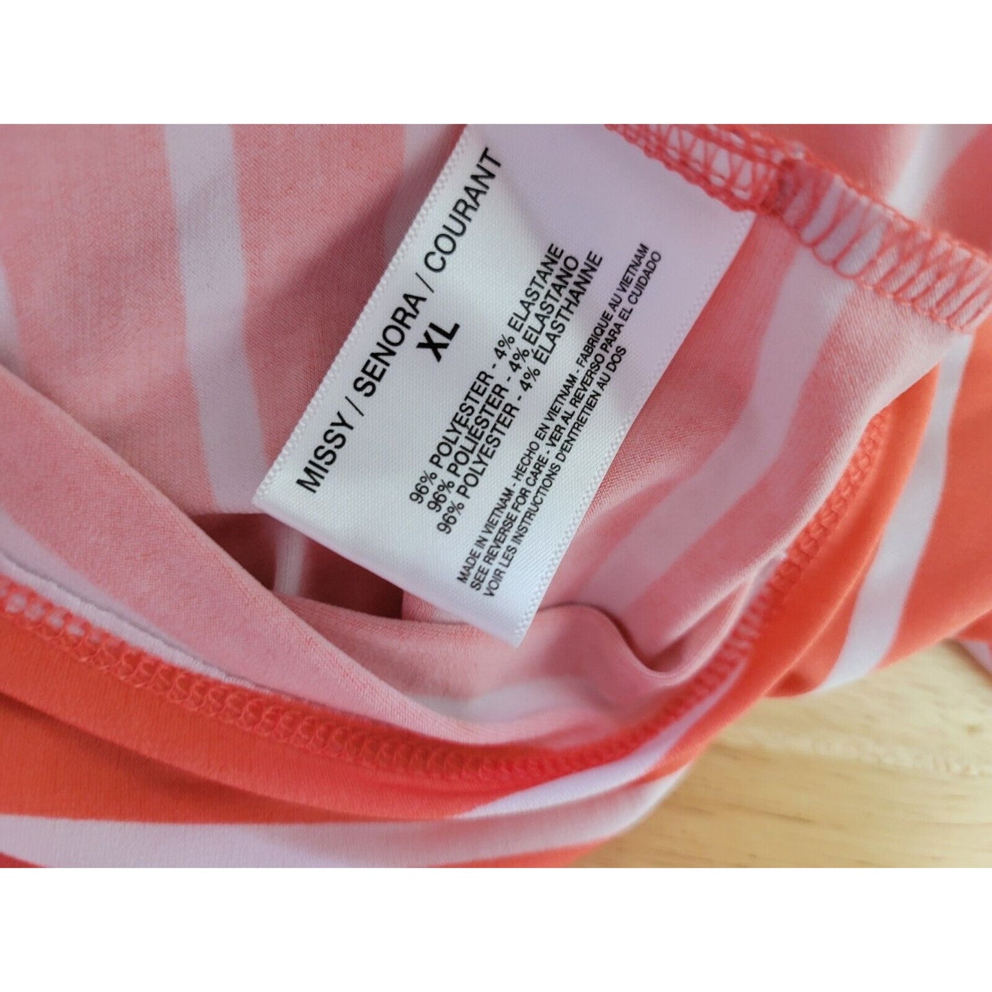 Gloria Vanderbilt Womens Top Extra Large xl Oversized Pink Stripe Poly Blend