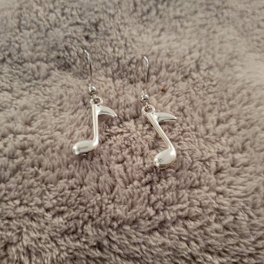 Music Notes #2 Womens Earrings One Pair Music Silver Tone Alloy Band Orchestra