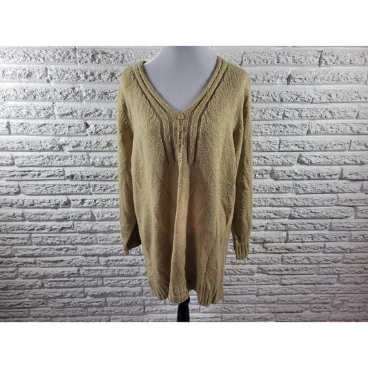 Avenue Womens Sweater 26 28 Plus Pullover Acrylic Beige Office Deco Buttons