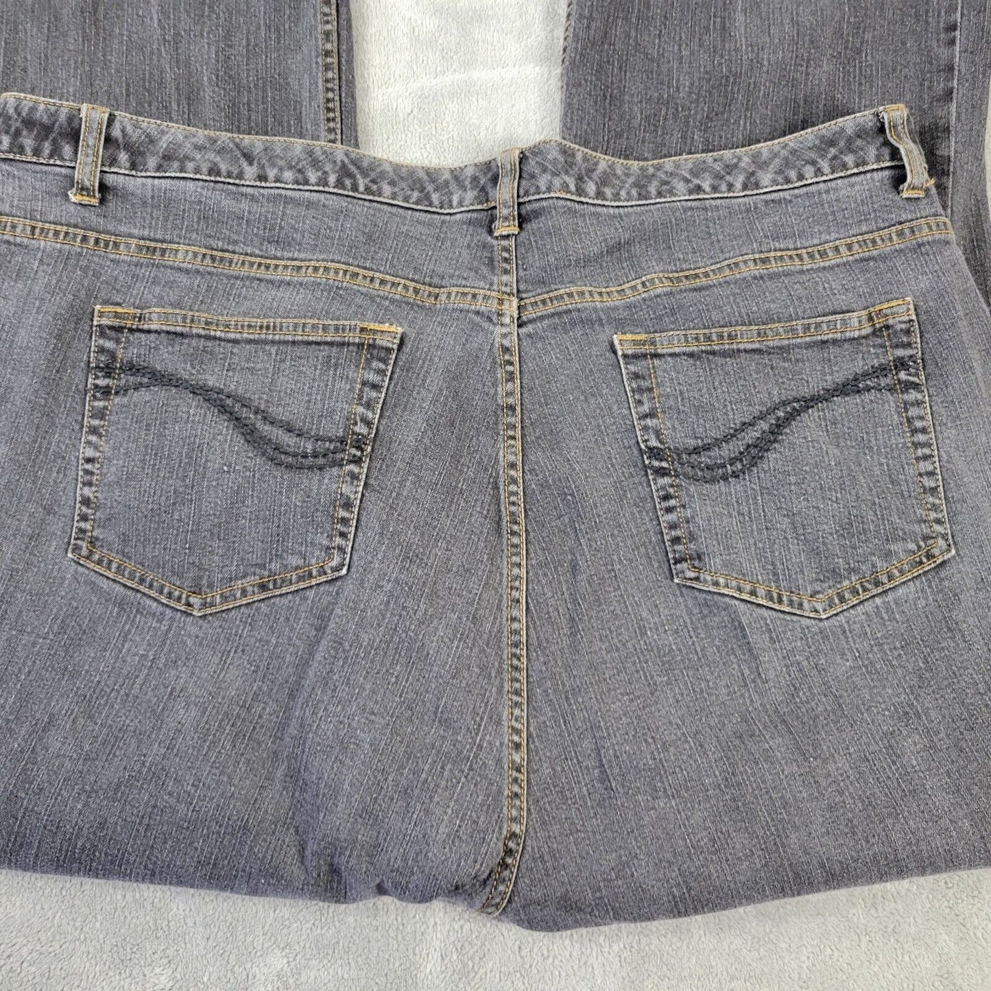 Denim Co Womens Jeans 22W Straight Leg Muted Black Denim Zip Fly Short Inseam