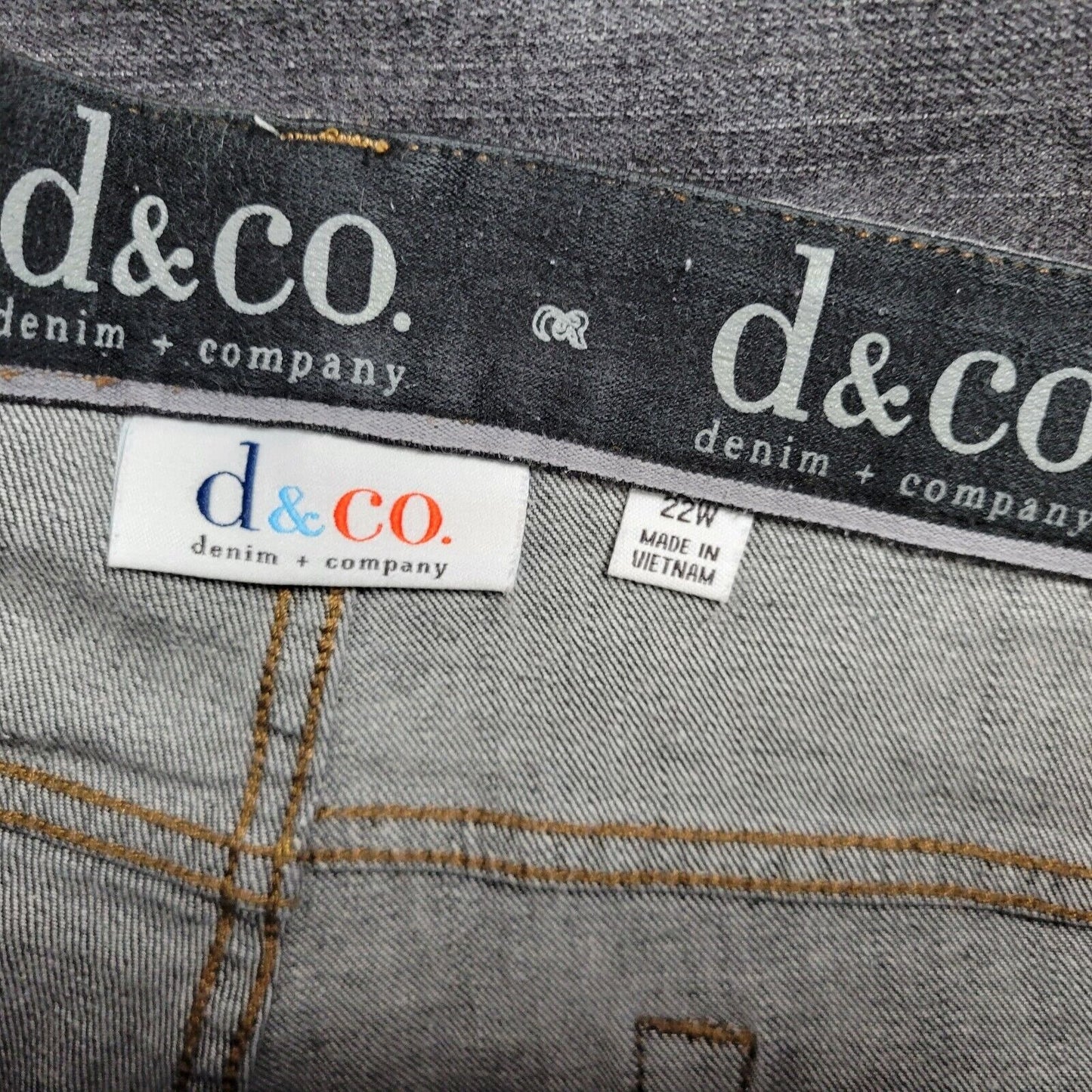 Denim Co Womens Jeans 22W Straight Leg Muted Black Denim Zip Fly Short Inseam