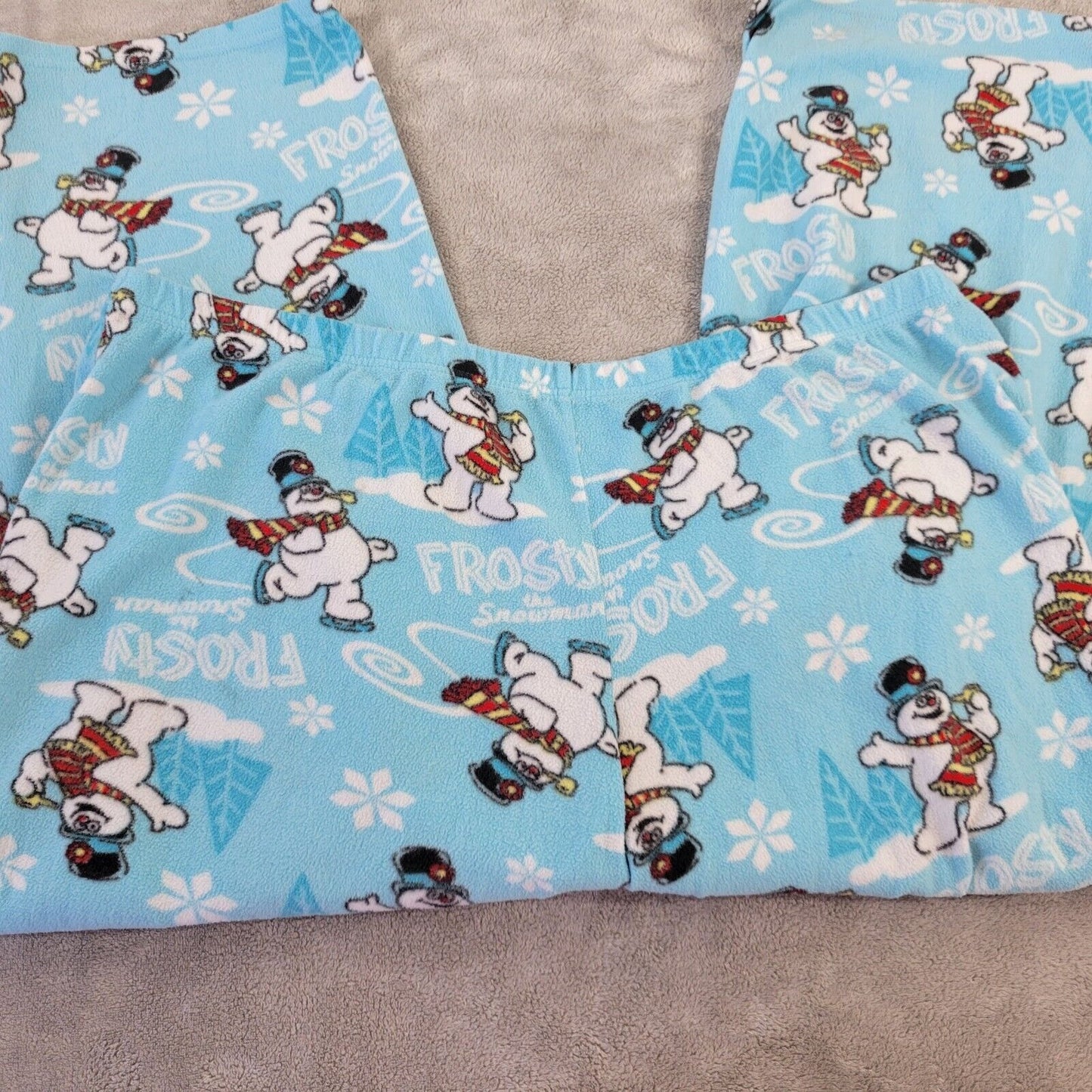 Frosty Snowman Women Pajama Pants 2X Capri Blue Polyester Lightweight Loungewear