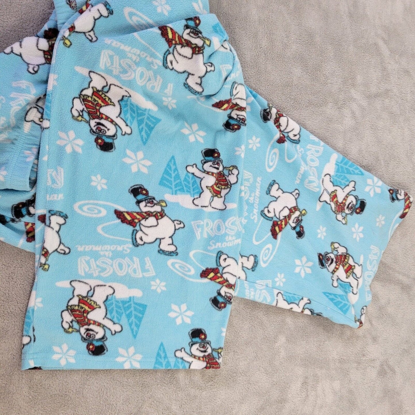 Frosty Snowman Women Pajama Pants 2X Capri Blue Polyester Lightweight Loungewear